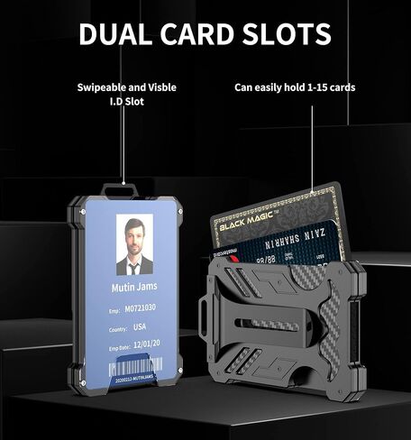 Tivobe Slim Card Holder Wallet for Men, Carbon Fiber Money Clip Wallet, RFID Blocking Aluminum Slim Cash Credit Card Holder in Saudi Arabia