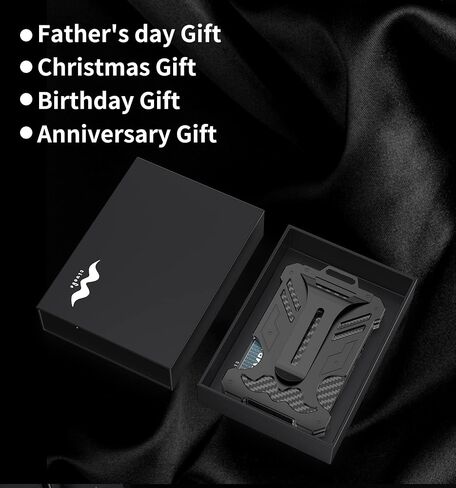Tivobe Slim Card Holder Wallet for Men, Carbon Fiber Money Clip Wallet, RFID Blocking Aluminum Slim Cash Credit Card Holder in Saudi Arabia