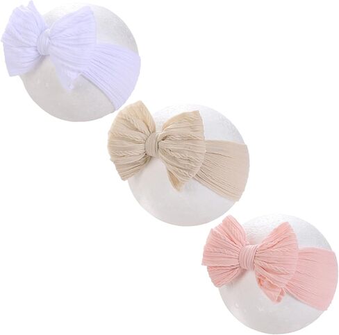 KIDOCHEESE Baby Headbands Super Stretchy Hair Bows Soft Nylon Hairbands Handmade Hair Accessories for Newborn Infant Toddlers in Saudi Arabia
