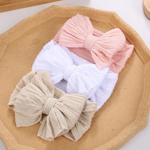 KIDOCHEESE Baby Headbands Super Stretchy Hair Bows Soft Nylon Hairbands Handmade Hair Accessories for Newborn Infant Toddlers in Saudi Arabia