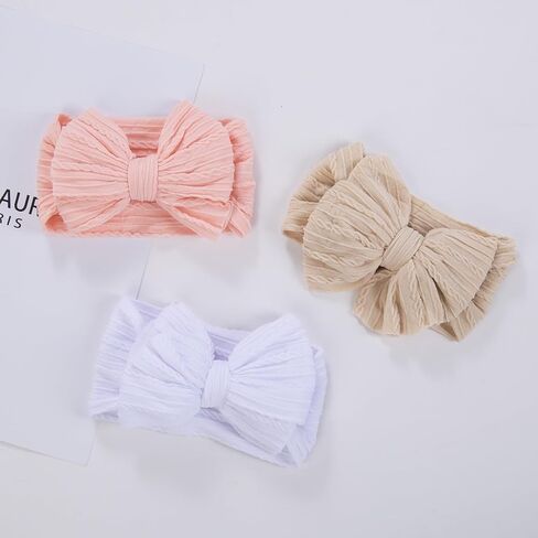KIDOCHEESE Baby Headbands Super Stretchy Hair Bows Soft Nylon Hairbands Handmade Hair Accessories for Newborn Infant Toddlers in Saudi Arabia