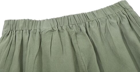 ebossy Women's Summer Drawstring Elastic Waist Cotton Linen Utility Beach Palazzo Pants Pockets (M, White) in Kuwait