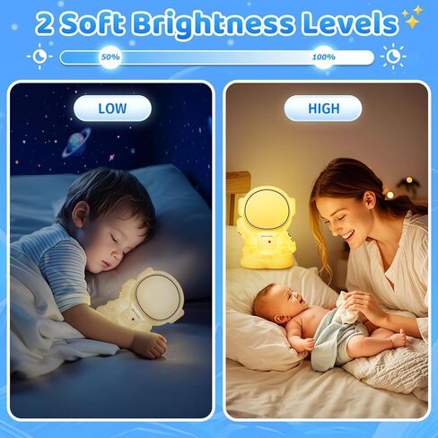 Toddler Night Light for Kids, 16 Colors Baby Night Light Kids, 1200mAh Rechargeable Cute Night Light, Soft&Safe Nursery Night Light for Baby Nursery, 2 Brightness+Tap Control Astronaut Light, Gift in Kuwait