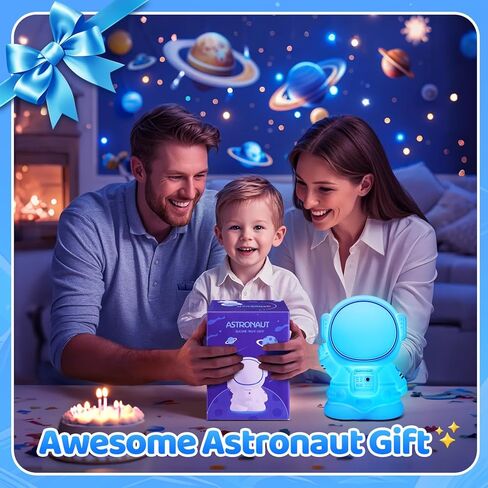 Toddler Night Light for Kids, 16 Colors Baby Night Light Kids, 1200mAh Rechargeable Cute Night Light, Soft&Safe Nursery Night Light for Baby Nursery, 2 Brightness+Tap Control Astronaut Light, Gift in Kuwait