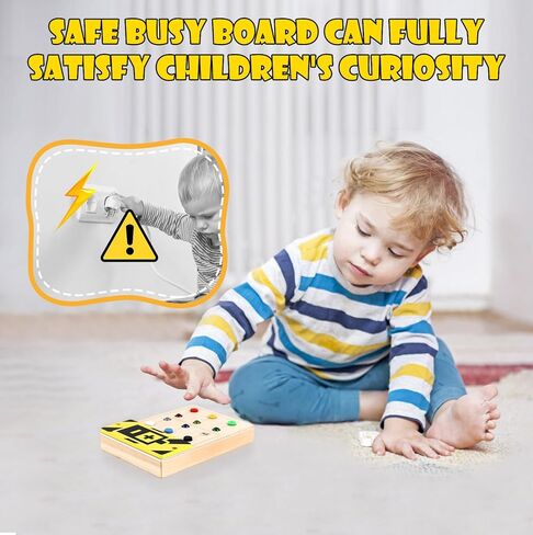 لوحة مشغولة LED من asweets Montessori للأطفال الصغار مع طنين، لوحة خشبية مشغولة مع مفاتيح إضاءة LED، ألعاب التوحد الحسية، ألعاب سفر للأطفال، هدايا للأطفال لعيد الميلاد وعيد الميلاد in Kuwait