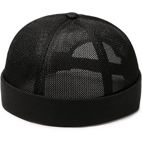 Mens Mesh Thin Docker Brimless Beanies Skullcap Rolled Cuff Lightweight Daily Skullcap Beanies White, White