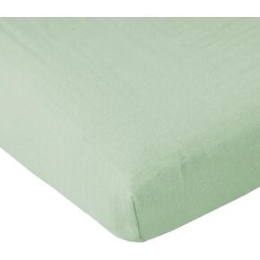 100% Cotton Extra Soft Muslin Fitted Crib Sheet, 28"x 52" Standard Crib Mattress for Boy Girl,Green