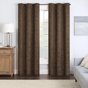 ECLIPSE Meridian Modern Blackout Thermal Grommet Window Curtain for Bedroom or Living Room (Single Panel), 42" x 84", Chocolate