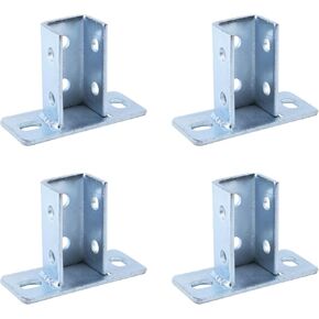 KUMGROT 4pcs Strut Channel Bracket 2 Hole Square Mount Post Base Strut Mount for Channel Fire Bracket Square Single Channel Carbon Steel Q235 5mm Thick 80mm/3.1in Height