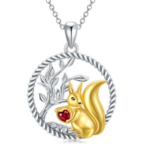 LONAGO Animal Necklace 925 Sterling Silver Cute Cat Squirrel Raccoon Elephant Dragonfly Pig Pendant Necklace for Women