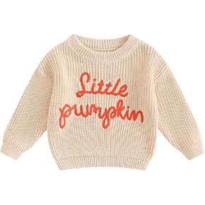 Baby Halloween Outfit Newborn Boy Girl Cute Pumpkin Embroidered Oversized Sweater Infant Fall Winter Clothes