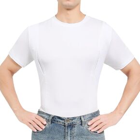 Concealed Carry Shirts for Men CCW Holster Shirt Crew Neck Short Sleeve Compression Shirt with Large Pockets in Saudi Arabia