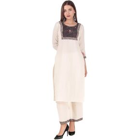ladyline Ethnic Jaipuri Handwork Lace Printed Kurta with Pants Set for Women Kurti Dress (CPEKP SCGOL1580)