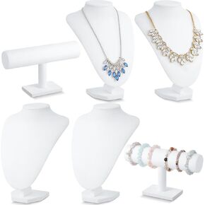 Huquary 6 Pcs Black Velvet Jewelry Display Set Necklace Display Stand T Bar Bracelet Holder Necklace Display Velvet Bracelet Holder Jewelry Display for Home Store Trade Shows