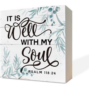 Christian Wood Signs, Bible Verse Philippians 4:13 - I Can Do All Things Through Christ Who Strengthens Me, Box Sign Decor Tabletop, Inspirational Home Desk Decor, Motivational Gift for Friends Family