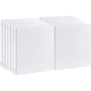 0.5-inch 3-Ring Binder, 1/2 Inch Round Ring Binder with 2 Inside Pockets, 12 Pack White Binder, Clear View Cover Binder Holds 8.5'' x 11''Paper for Office/Home/Back to School