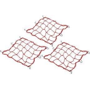 PATIKIL Bungee Cargo Net, 3 Pack Reflective Motorcycle Luggage Straps with 6 Hooks for Bicycle Motorcycle, 15.7" x 15.7", Blue