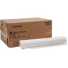McKesson Exam Table Paper, Premium Smooth, White, 18 in x 225 ft, 12 Count