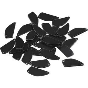 uxcell 30Pcs Sew on Mirror Pieces Irregular Acrylic Flat Back Mirrored Rhinestones Beads for DIY Costume Dress Bags Cloth Garment, Black 25x11mm