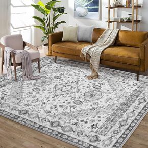 Zacoo Boho Tribal 9x12 Rug for Living Room Washable Rugs Oriental Carpet Distressed Non Slip Rug Throw Rugs Non Slip Rugs for Bedroom Green Rug Floor Mats Vintage Rug for Office Classroom, Green