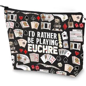 G2TUP Euchre Player Makeup Bag Euchre Game Bag I'd Rather be Playing Euchre Card Game Gift Pouch (Euchre Makeup Bag)
