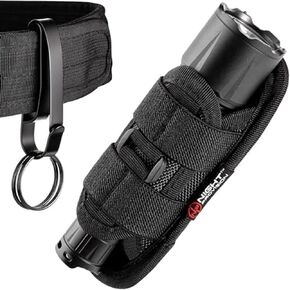 TH2C Tactical Flashlight Holster Metal Belt Clip & TKH-S1 Stealth Keychain Ring for Duty Belt Pouch Stretchable Holder for Police Military Security Belt