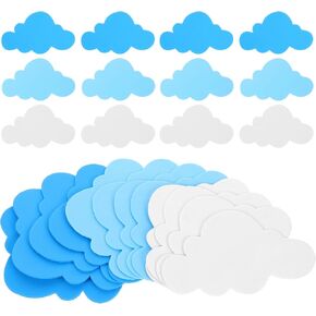 DOITOOL 24PCS Clouds Wall Decals Peel and Stick Removable Wall Stickers for Kids Nursery Bedroom Living Room, EVA Foam Cloud Nursery Decals Baby Room Cloud Wallpaper