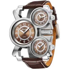 Oulm Military Watches with Three Movt Design and Leather Band