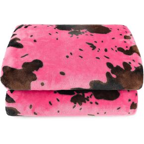 Cute Hot Pink Blanket for Kids Soft Strawberry Pink Small Girls Toddler Blanket Cow Print Gifts Decor Stuff for Birthday Holidays