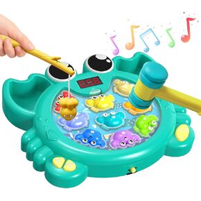 Toy for 3 4 5 6 Year Old Kid, Whack a Mole Fishing Game Toddler Toy for Boy Girl, Whack a Crab Hammering Pounding Interactive Toy, Music and Light-up, Early Learning Toy for Child Birthday Gift