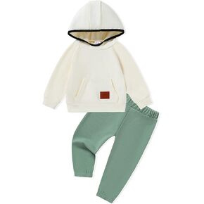 SANMIO Toddler Boy Clothes Boys Fall Winter Outfit Long Sleeve Solid Hoodie Sweatshirts+Sweatpant 2Pcs Baby Clothing Set 1-6T