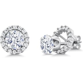 Gem Stone King 925 Sterling Silver White Zirconia Stud Earrings with Removable Jackets For Women (3.00 Cttw, Round 6MM)