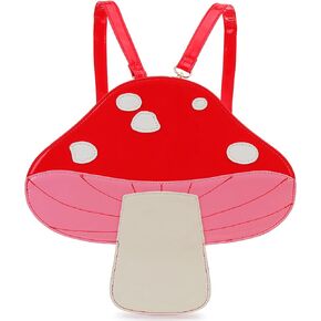 ENJOININ Cute Red Mushroom Backpack Purse Shoulder Bag for Women Funny Shaped Purses and Handbags Novelty Crossbody Bag