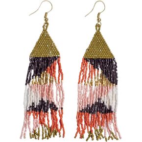 INK+ALLOY Beaded Boho Long Fringe Earrings for Women, Brittany Luxe Bead Dangle Statement Earrings, Handmade Jewelry for the Modern Bohemian, 4-Inch Length