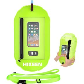 Hikeen Swim Buoy -Waterproof Touchscreen Storage Space, Swim Buoy w/Adjustable Waist Belt for Open Water Swimmers -Be Bright Be Safer
