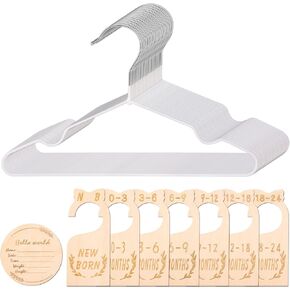 8Pcs Wooden Baby Closet Dividers for Baby Clothes Organizer, and 30Pcs Baby Hangers, Baby Closet Organizer Baby Clothes Dividers for New Mom Dad Parents, 0-24 Months