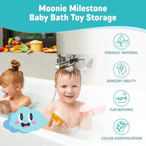 Moonie Milestone™ Hanging Bath Toy Storage | Quick-Drying Mesh Toddler Bath Toy Holder | Make Bathroom Clutter-Free with Bathtub Toy Storage | Keep Bath Time Tidy with Ease and Style | Grey in Saudi Arabia