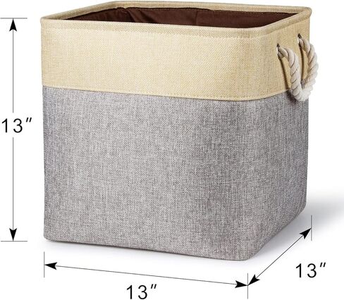 Univivi سلة صناديق تخزين قابلة للطي مقاس 13 × 13 مكعبات تخزين [4 عبوات] مع مقابض قوية سلال تخزين من القماش الرمادي سلال تنظيمية in Kuwait
