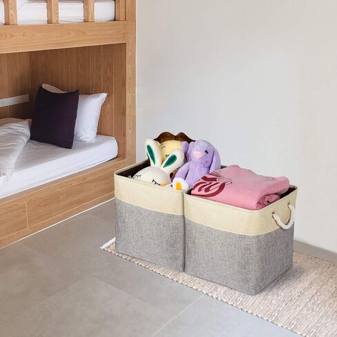 Univivi سلة صناديق تخزين قابلة للطي مقاس 13 × 13 مكعبات تخزين [4 عبوات] مع مقابض قوية سلال تخزين من القماش الرمادي سلال تنظيمية in Kuwait