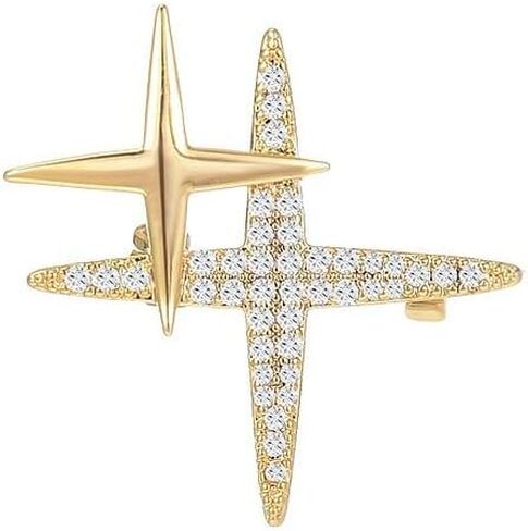 EMEGCY Star Brooches Pin Planet Brooch Airplane Rhinestone Brooch 18K Gold Plated Lapel Pin Birthday Gifts for Women Men in Kuwait