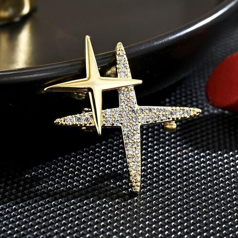 EMEGCY Star Brooches Pin Planet Brooch Airplane Rhinestone Brooch 18K Gold Plated Lapel Pin Birthday Gifts for Women Men in Kuwait