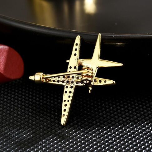 EMEGCY Star Brooches Pin Planet Brooch Airplane Rhinestone Brooch 18K Gold Plated Lapel Pin Birthday Gifts for Women Men in Kuwait