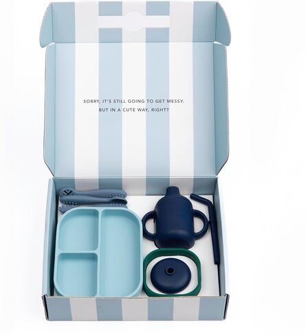 مجموعة بيلا تونو ليتل بايتس - مجموعة تغذية الأطفال ومستلزمات فطام الأطفال مع وعاء طفل واحد، طبق طفل واحد، 3 أواني أطفال، كوب واحد، غطاءان، سيليكون صالح للطعام بنسبة 100% (عالم تحت الماء) in Kuwait
