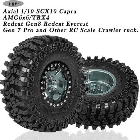 حافة عجلة خرز ألومنيوم 2.2 بوصة RC وإطارات 2.2 بوصة لكابرا AMG 6x6 محوري 1/10 SCX10 TRX4 Redcat Gen8 Redcat Everest Gen 7 Pro RC Crawler (4 قطع أحمر) in Kuwait