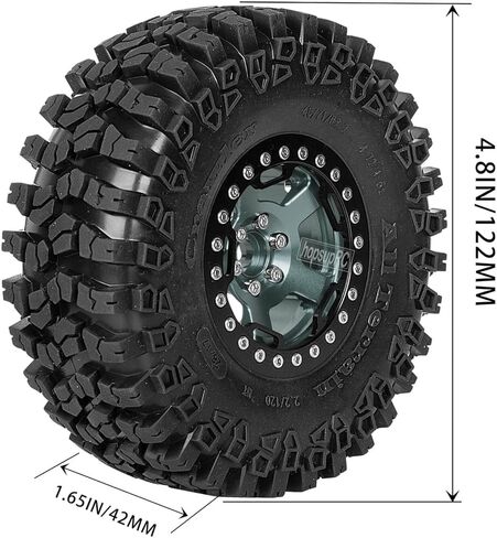 حافة عجلة خرز ألومنيوم 2.2 بوصة RC وإطارات 2.2 بوصة لكابرا AMG 6x6 محوري 1/10 SCX10 TRX4 Redcat Gen8 Redcat Everest Gen 7 Pro RC Crawler (4 قطع أحمر) in Kuwait