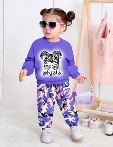 Toddler Baby Girl Clothes Cute Graphic Long Sleeve Sweatshirt Camouflage Pants Sweatsuit Infant Fall Winter Outfits in Saudi Arabia
