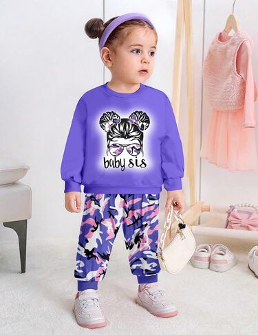 Toddler Baby Girl Clothes Cute Graphic Long Sleeve Sweatshirt Camouflage Pants Sweatsuit Infant Fall Winter Outfits in Saudi Arabia