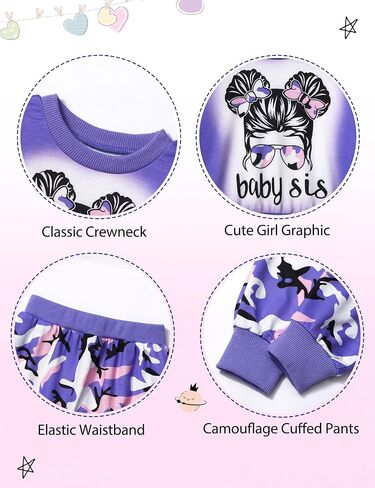 Toddler Baby Girl Clothes Cute Graphic Long Sleeve Sweatshirt Camouflage Pants Sweatsuit Infant Fall Winter Outfits in Saudi Arabia