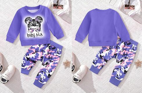 Toddler Baby Girl Clothes Cute Graphic Long Sleeve Sweatshirt Camouflage Pants Sweatsuit Infant Fall Winter Outfits in Saudi Arabia