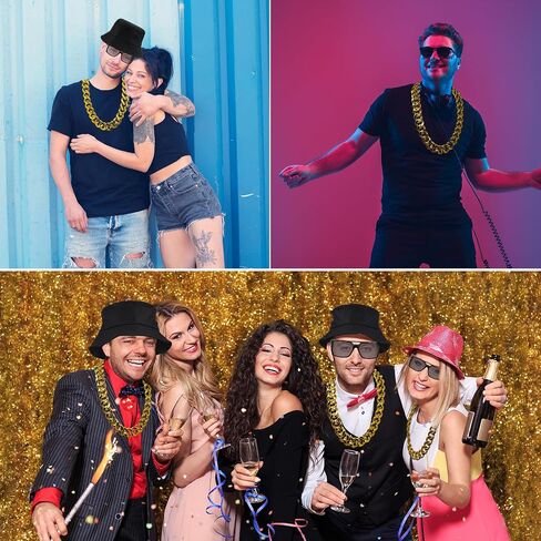 ONUPGO 80s/90s Hip Hop Costume Kit Rapper Accessories Bucket Hat Sunglasses Gold Chain Necklace Outfit for Men Women in Saudi Arabia